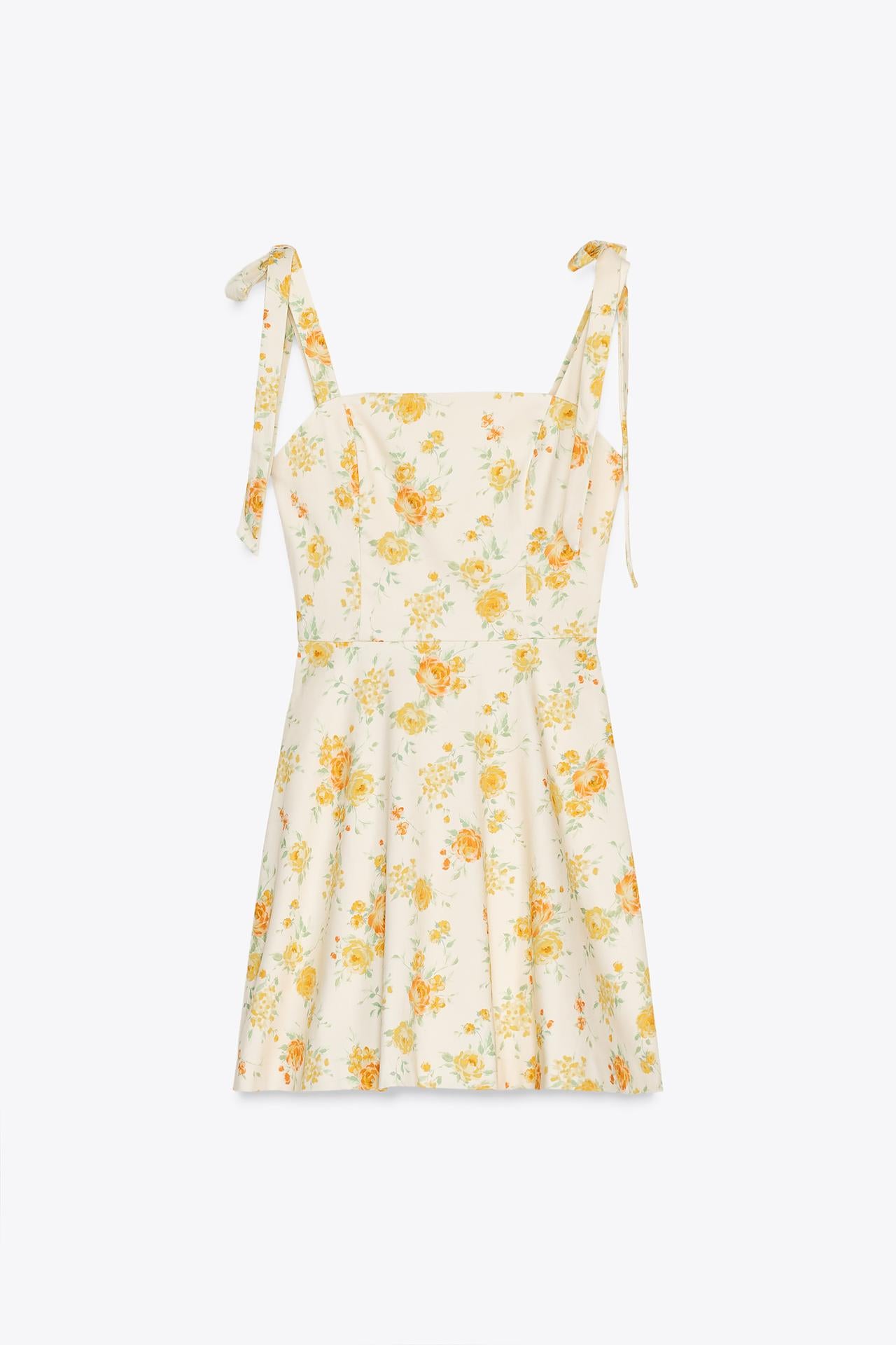 VESTIDO DE POPELINA COM FLORES E LAÇOS