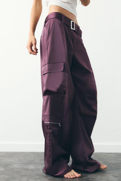 CALÇA CARGO ACETINADA