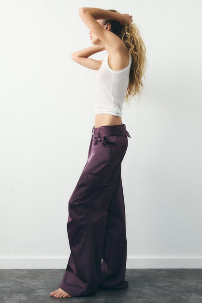 CALÇA CARGO ACETINADA