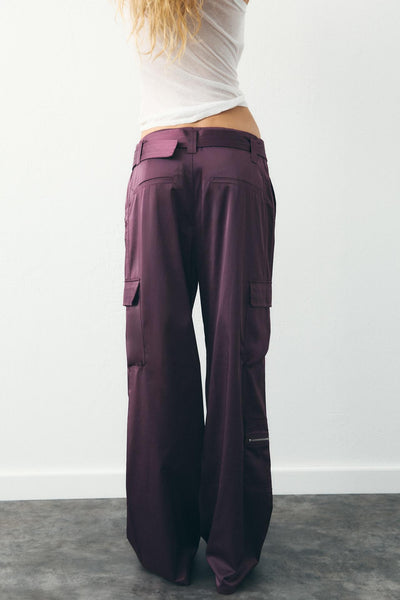 CALÇA CARGO ACETINADA