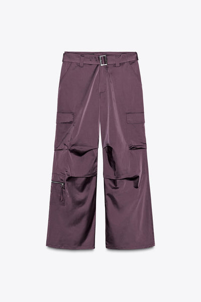 CALÇA CARGO ACETINADA