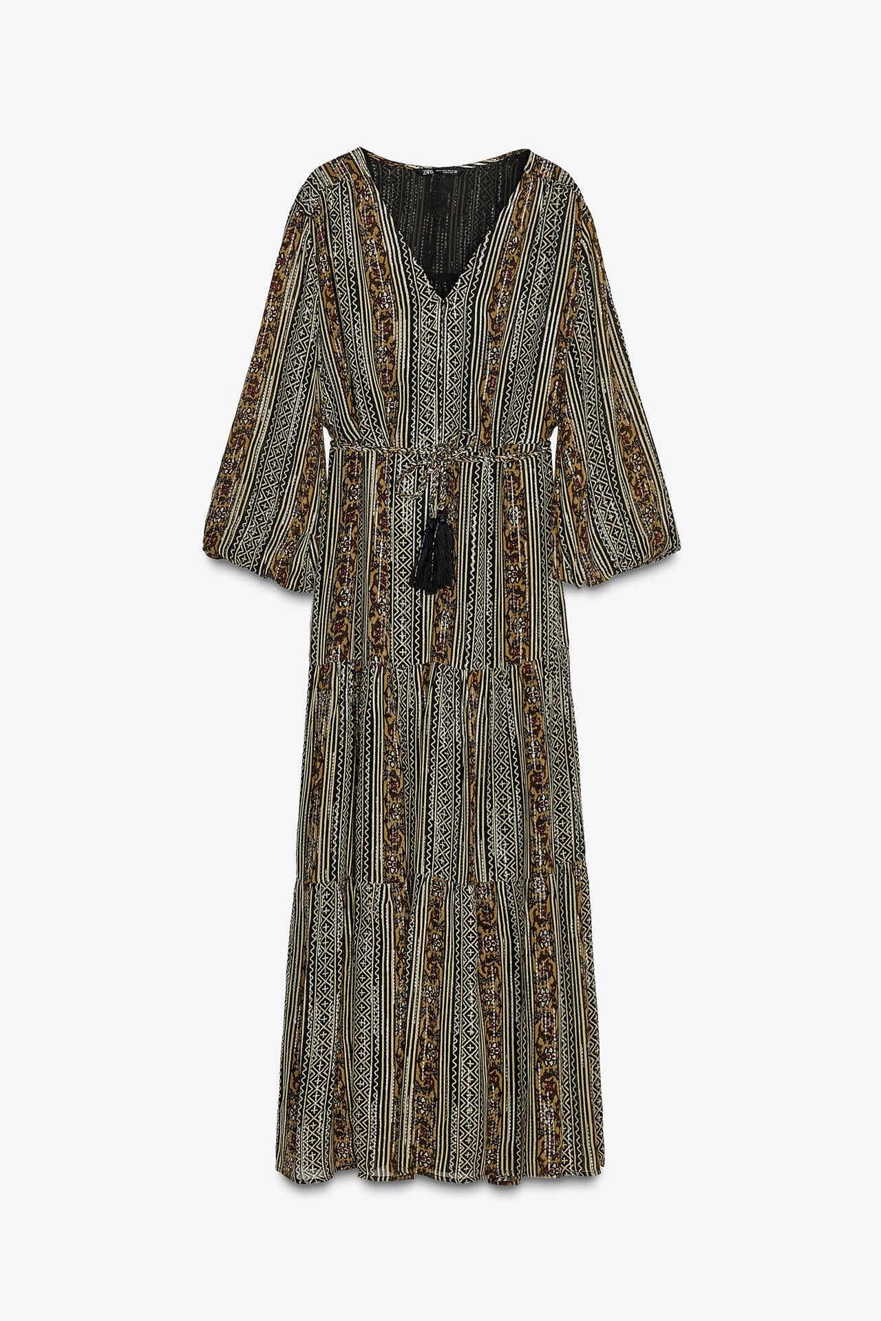 VESTIDO MIDI ESTAMPADO COM CINTO