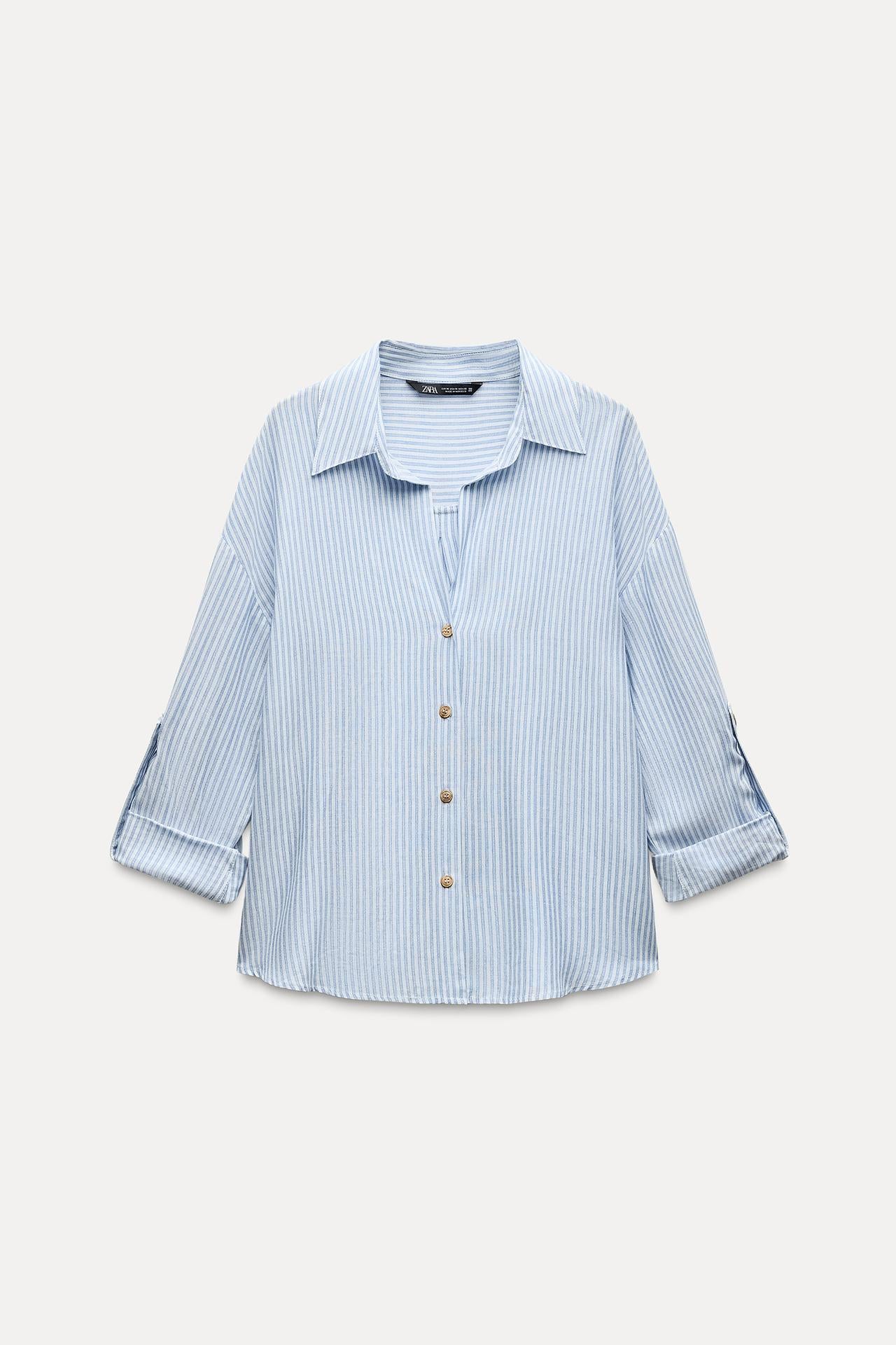 CAMISA DE LISTRAS COM FIO METALIZADO
