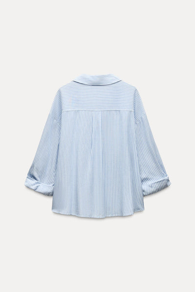CAMISA DE LISTRAS COM FIO METALIZADO