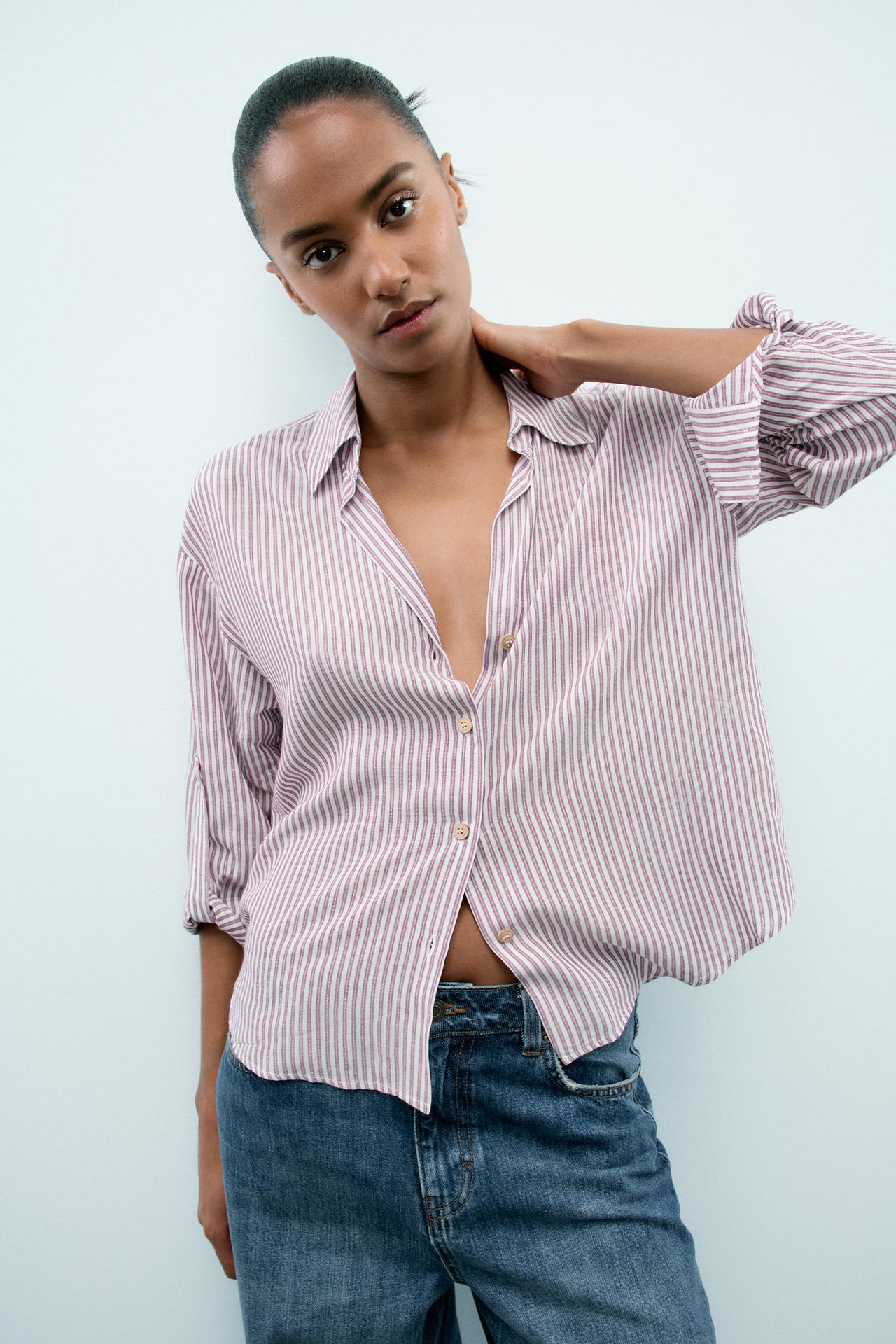 CAMISA DE LISTRAS COM FIO METALIZADO