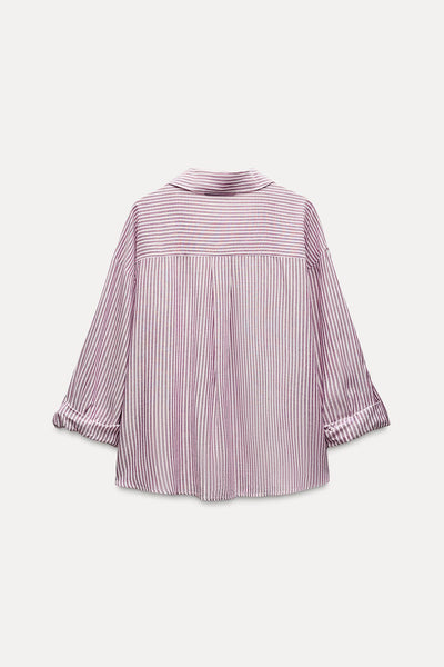 CAMISA DE LISTRAS COM FIO METALIZADO