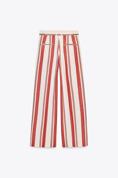CALÇA LISTRADA COM PREGAS