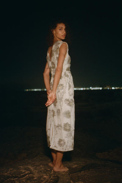 VESTIDO MIDI DE CINTURA DRAPEADA