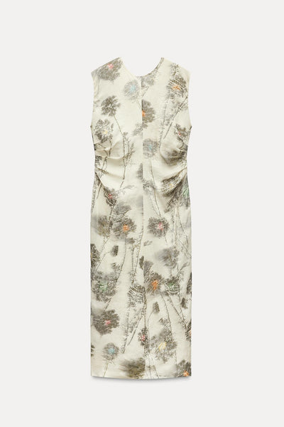 VESTIDO MIDI DE CINTURA DRAPEADA
