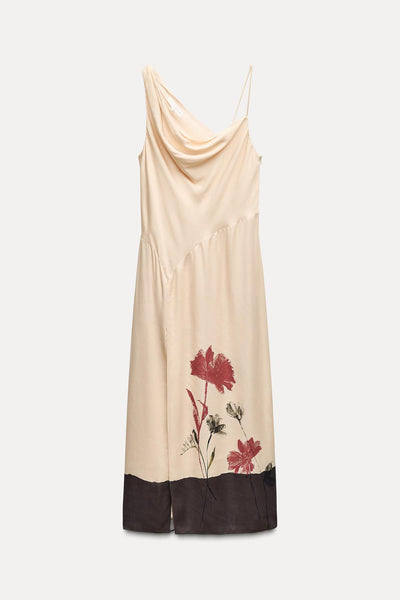 VESTIDO ESTILO LINGERIE COM FLORES