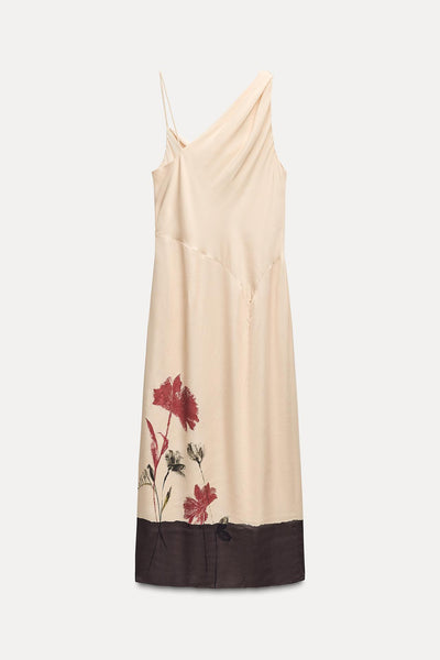 VESTIDO ESTILO LINGERIE COM FLORES