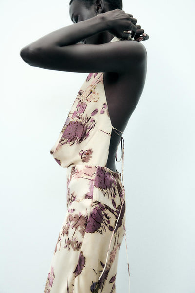 VESTIDO MIDI FRENTE ÚNICA ESTAMPADO