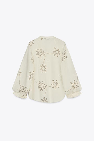 Blusa com Bordados de Flores