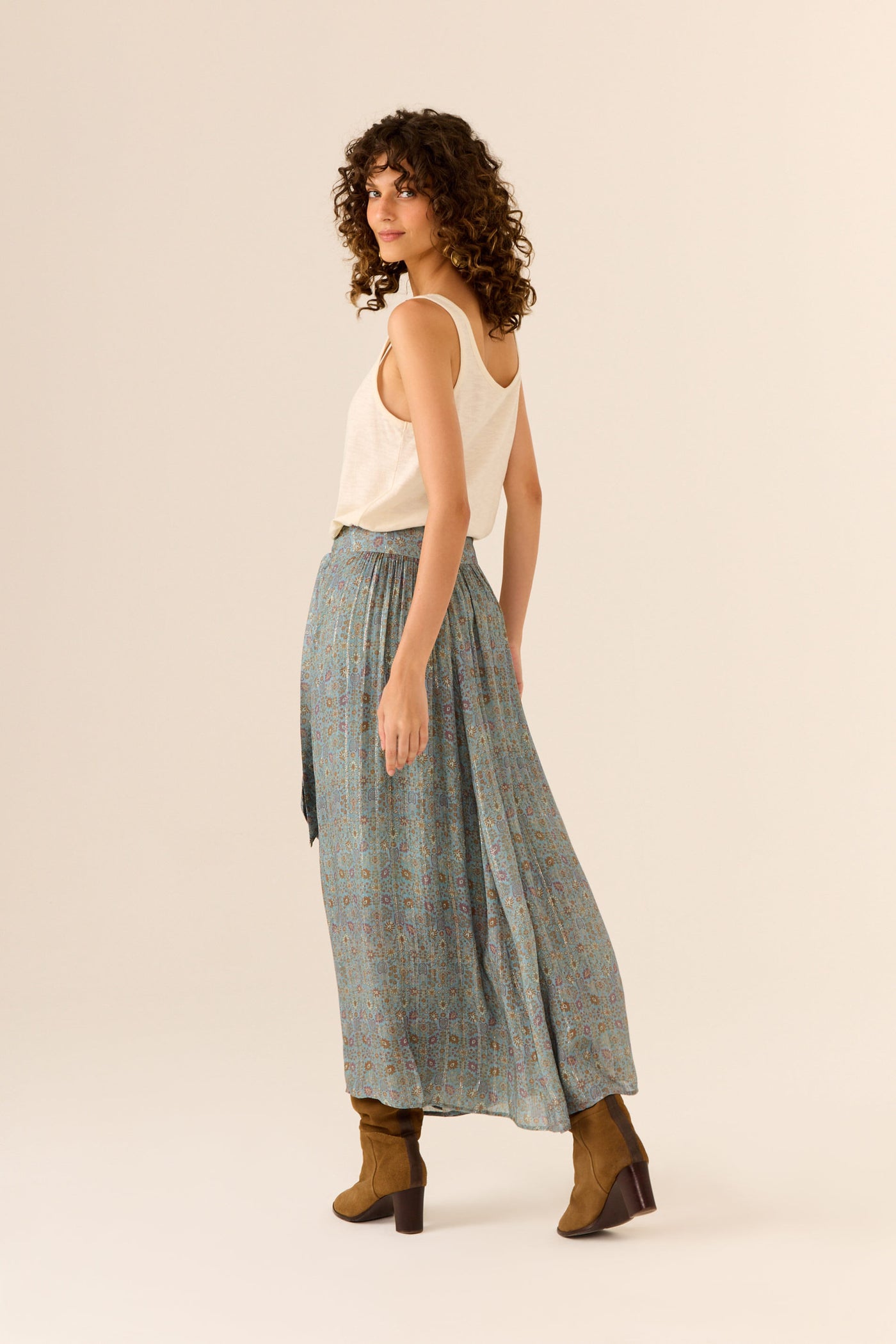 Saia Midi Estampa Sisal