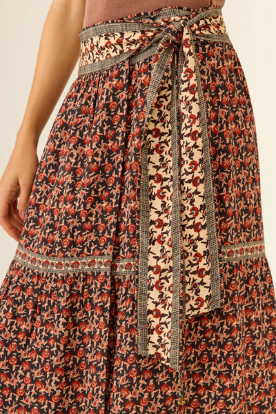 Saia Midi Pareô Estampa Bourbon