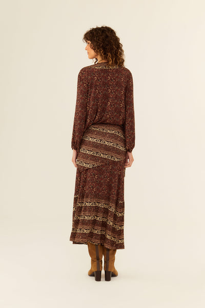 Saia Midi Estampa Oasis