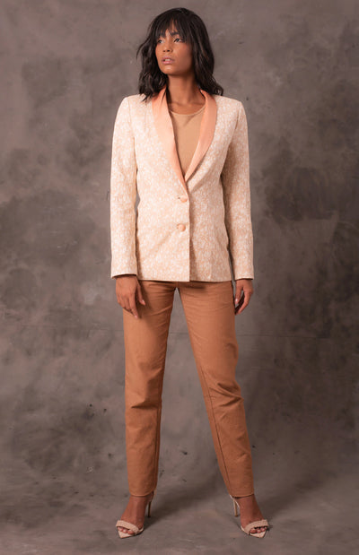 Blazer Jacquard Lapela em Seda