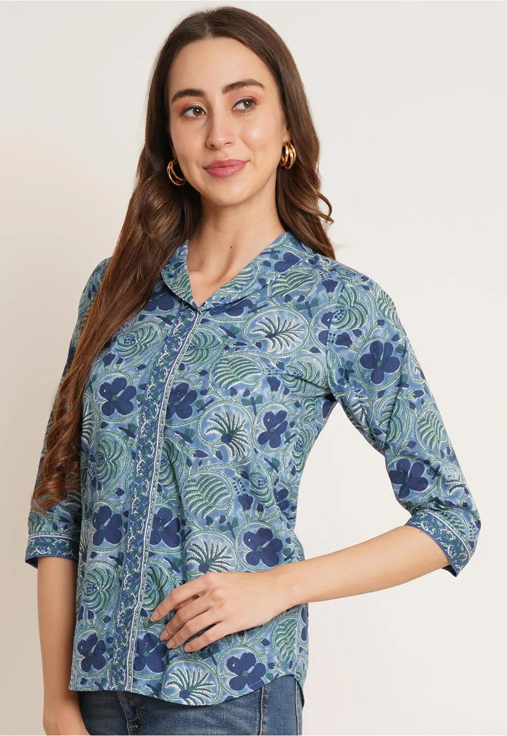 Blusa Azul Celeste Puro Algodão