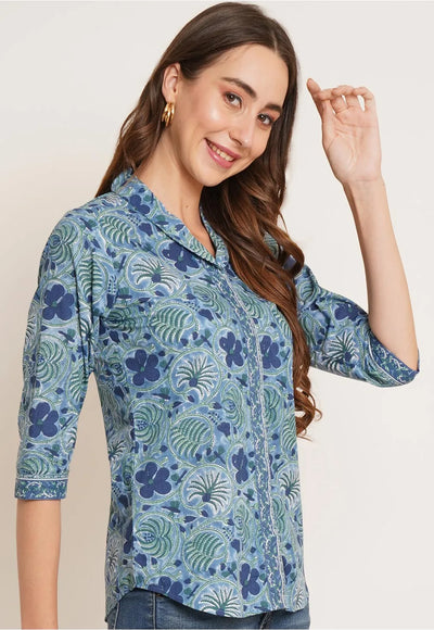 Blusa Azul Celeste Puro Algodão