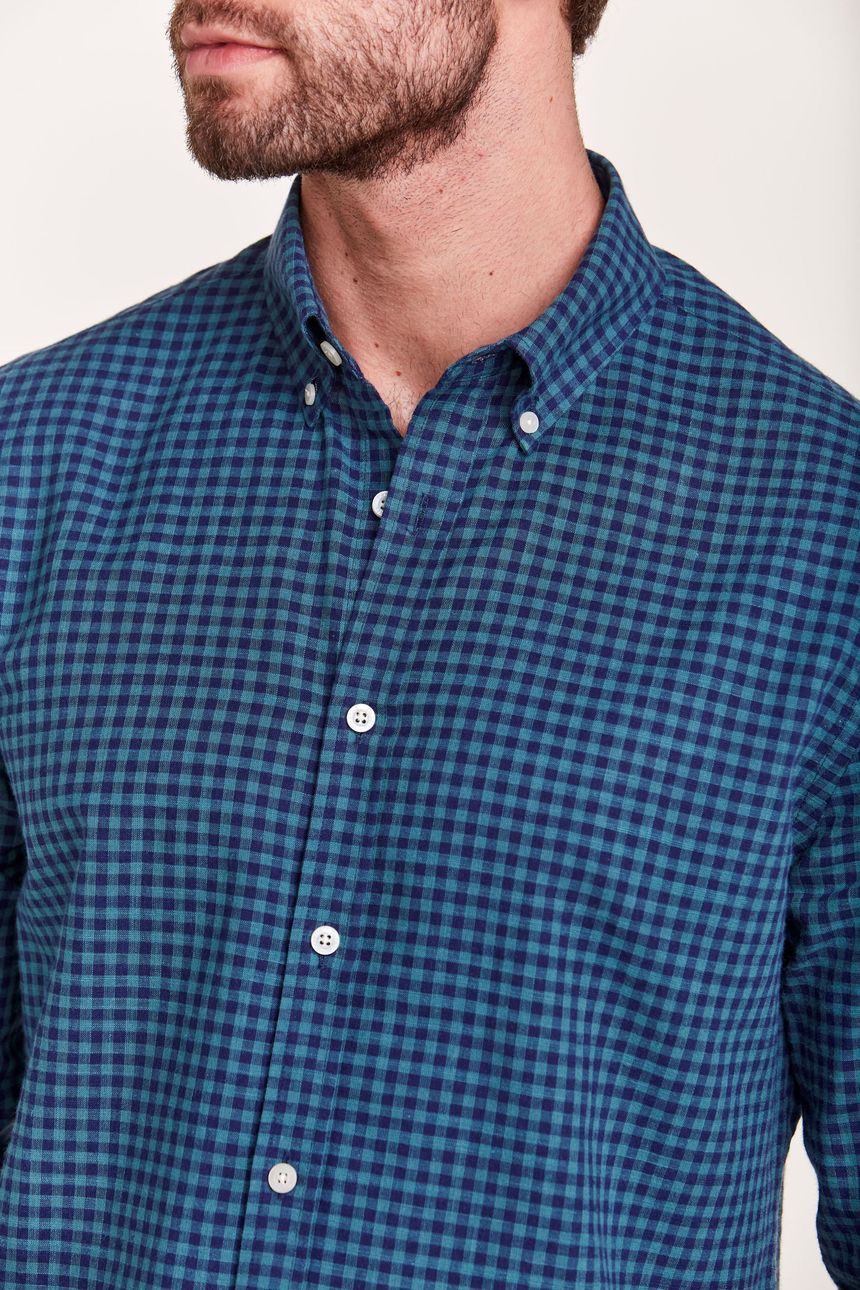 Camisa em Algodão Xadrez Marinho