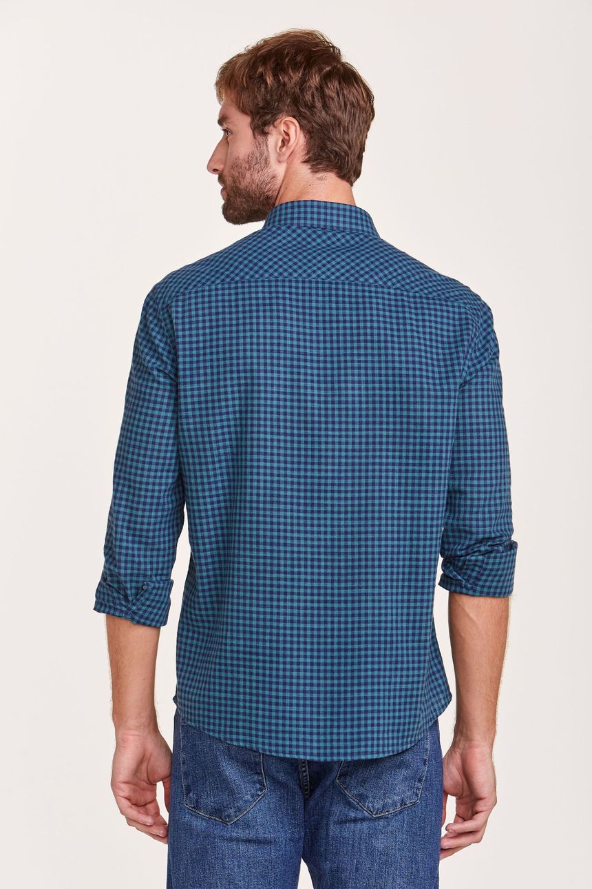 Camisa em Algodão Xadrez Marinho