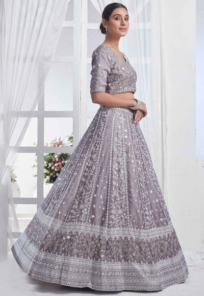 Conjunto Lehenga Artesanal Everglow em Chiffon