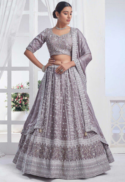 Conjunto Lehenga Artesanal Everglow em Chiffon