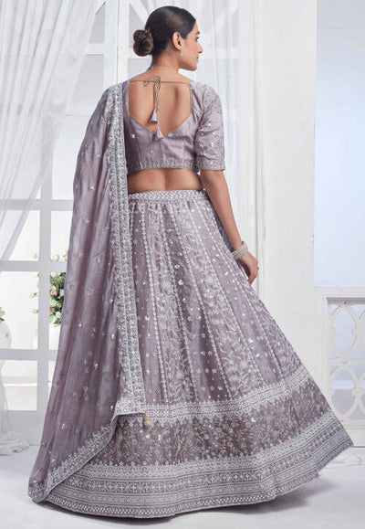 Conjunto Lehenga Artesanal Everglow em Chiffon