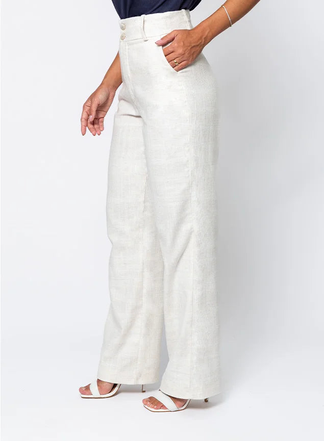 Calça Reta Viscolinho Branco Dominique