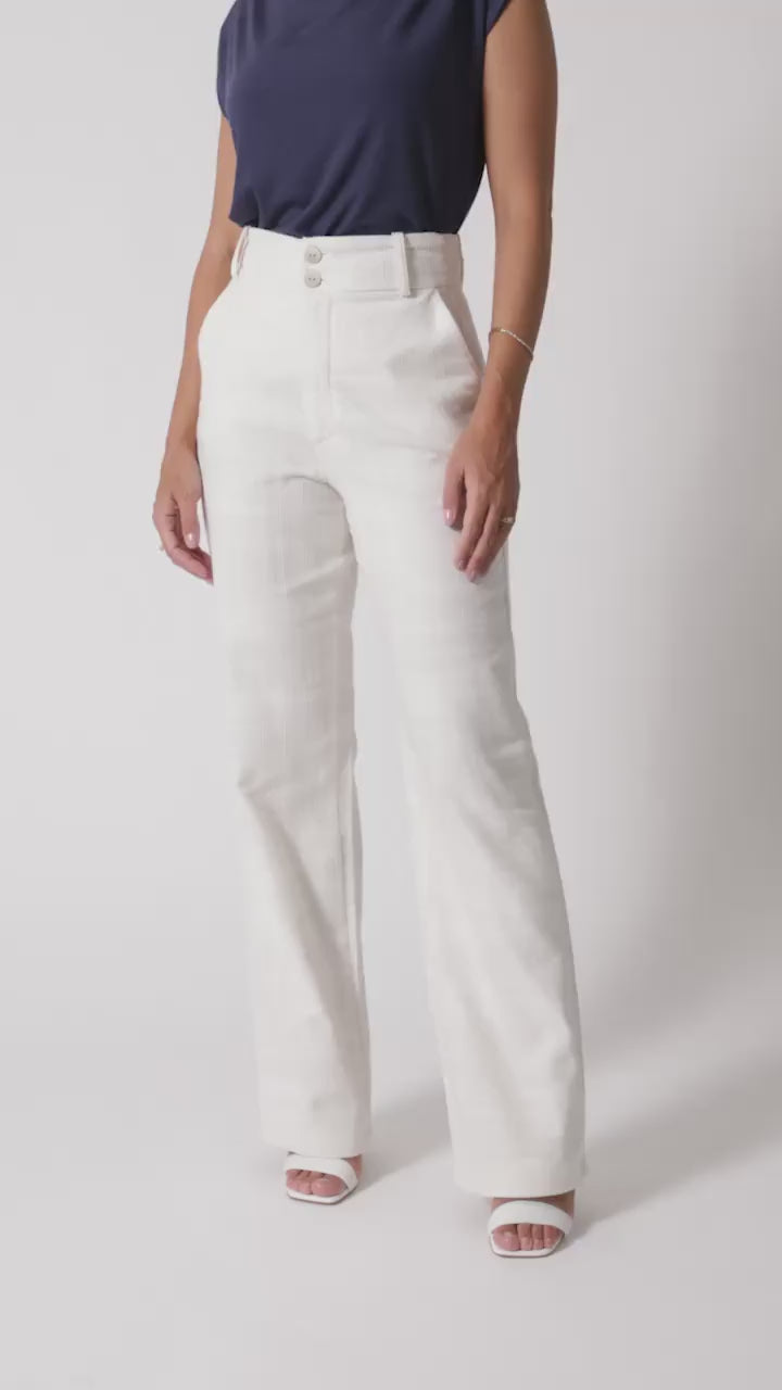 Calça Reta Viscolinho Branco Dominique